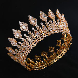 Lusso brillante zircone corona tutto tondo accessori per capelli da sposa corona corona regina di alta qualità diademi da sposa - Product Image 2