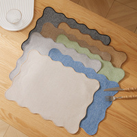 Set de table rectangulaire en jute à bords festonnés, tapis de table texturé tissé avec bordure brodée pour mariage et décoration intérieure