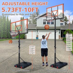 IUNNDS Soporte de Baloncesto Portátil para Exteriores, Aro de 5.73-10 pies de Altura Ajustable, Marco de Acero y PC Irrompible de 44 Pulgadas Integrado - Product Image 4