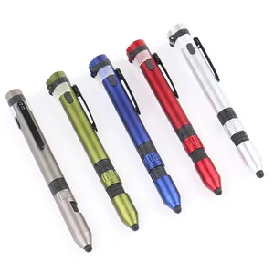 높은 품질 사용자 정의 빛과 나침반 개인 로고 6 1 다기능 펜 홀더 다목적 전술 펜 스타일러스