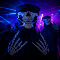 Masque cache-cou réaliste de squelette d'Halloween avec gants imprimés d'os, taille unique, en polyester, pour cosplay, fête, sports de plein air