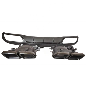 Diffusore Posteriore Inferiore C63 con Terminali di Scarico per <span class=keywords><strong>Mercedes</strong></span> Benz <span class=keywords><strong>Classe</strong></span> C W205 2015 Normale Exclusive Avant Nero Argento - Product Image 3