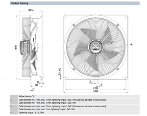 Ventilateur industriel ebm-papst W3G630-NP04-M1 EC Plug Fan 630 mm pour le refroidissement des centres de données, système CVC robuste, équivalent OEM - Product Image 2