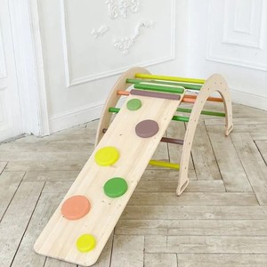 Marco de escalada de madera para niños y niños pequeños Triángulo de roca con rampa y <span class=keywords><strong>Arco</strong></span> <span class=keywords><strong>Iris</strong></span> Equipo de entrenamiento sensorial - Product Image 2