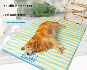 Cama refrescante de verano a rayas de dibujos animados para gatos y perros, colchoneta y almohadillas de seda helada para mascotas, cómoda cama refrescante para gatos y perros. - Product Image 5