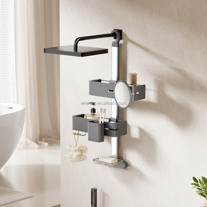 Étagère d'angle murale étanche en aluminium WIREKING pour salle de bain, avec 3 paniers en acier inoxydable - Product Image 2
