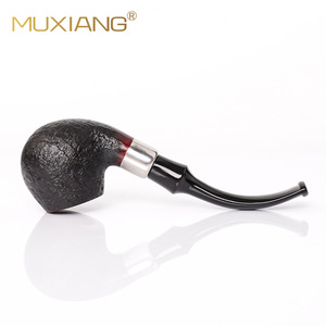 MUXIANG Wooden Tobacco Pipe Bent Type Deep Red Glossy Briar Wood Handmade Smoking Pipe - Product Image 3