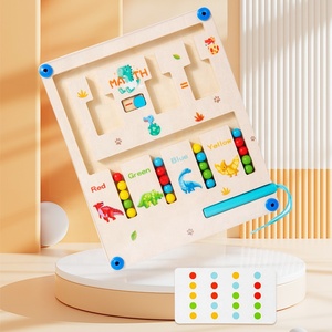 Jouet en bois pour enfants, un abaque magnétique en bois 2-en-1 avec classification des couleurs, un jouet éducatif et un puzzle - Product Image 2