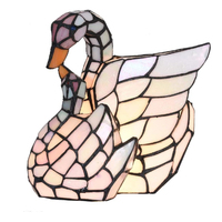 Lampe de table en verre Tiffany Glow Swans pour décoration de chevet, veilleuse, bureau, amoureux des animaux, lampe de bureau Tiffany