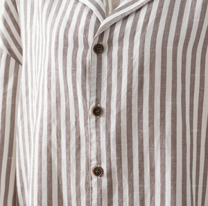 <span class=keywords><strong>Pigiama</strong></span> da <span class=keywords><strong>Uomo</strong></span> in Misto Lino a Righe Personalizzato, Set con <span class=keywords><strong>Camicia</strong></span> a Maniche Lunghe e Pantaloni Lunghi per Adulti - Product Image 4