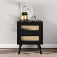 Buffet moderne de luxe en rotin noir à 3 portes en bois