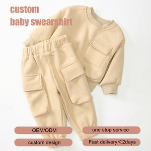 Paris vente coton biologique enfants survêtement ensembles automne hiver à manches longues enfants tenue bébé sweats à capuche survêtement ensemble avec poche - Product Image 5