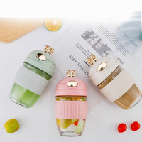 Bouteille d'eau en verre 400 ml pour enfants, motif dessin animé mignon, avec paille, pour étudiants, gourde scolaire à boire directement, logo personnalisable