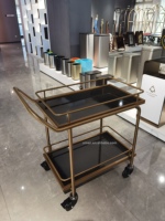 Troli penyimpanan tangan makanan anggur minuman keras troli/troli rumah tangga untuk Hotel Bar restoran