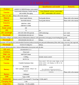AQSHE M4LED <span class=keywords><strong>4D</strong></span> 460 630 850nm <span class=keywords><strong>4D</strong></span> Inalámbrica, Terapia de Luz LED Infrarroja para el Contorno de Ojos, Máscara de Luz Roja Antienvejecimiento para el Rostro, Control por Voz - Product Image 6