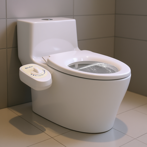 Accessoire de bidet pour siège de toilette, pression d'eau réglable, design moderne blanc, fixation murale, jet horizontal, installation facile, plastique - Product Image 2