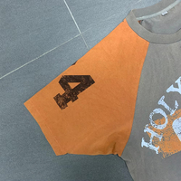 T-shirts surdimensionnés personnalisés, impression DTG, logo, 100% coton, couleur contrastée, t-shirt pour homme, effet délavé, patchwork
