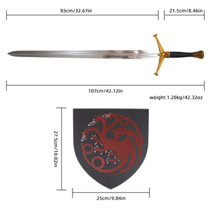 Replica della Spada di Rhaegar Targaryen da 107 cm, Serie TV Il Trono di Spade, 'La Vendetta dell'Unico Occhio' - Pugnale a Tema Drago - Product Image 2