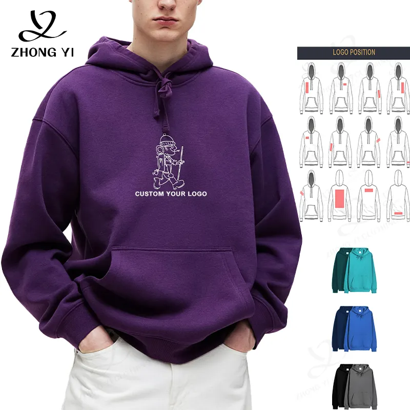 Felpa con cappuccio OEM produttore 100% cotone da uomo Logo personalizzato pesi massimi Unisex lettera stampa 3D felpa con cappuccio in rilievo