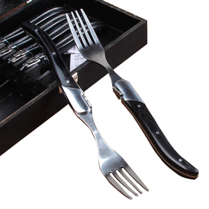Fourchettes à steak <span class=keywords><strong>Laguiole</strong></span> Naixin Guangdong modernes et durables en acier inoxydable avec <span class=keywords><strong>manche</strong></span> en <span class=keywords><strong>bois</strong></span> noir de haute qualité, épaissies - Product Image 1