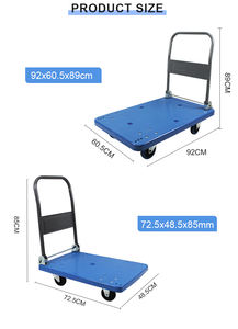 頑丈なプラスチック製四輪プラットフォームカート700lbs/350kg容量折りたたみ式デザイン輸送インドネシアマレーシアタイ - Product Image 5