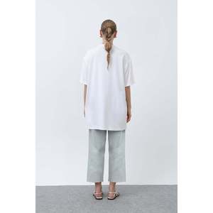 Camiseta larga holgada de punto para mujer Mango, manga regular, color beige 40009TSH - Product Image 5