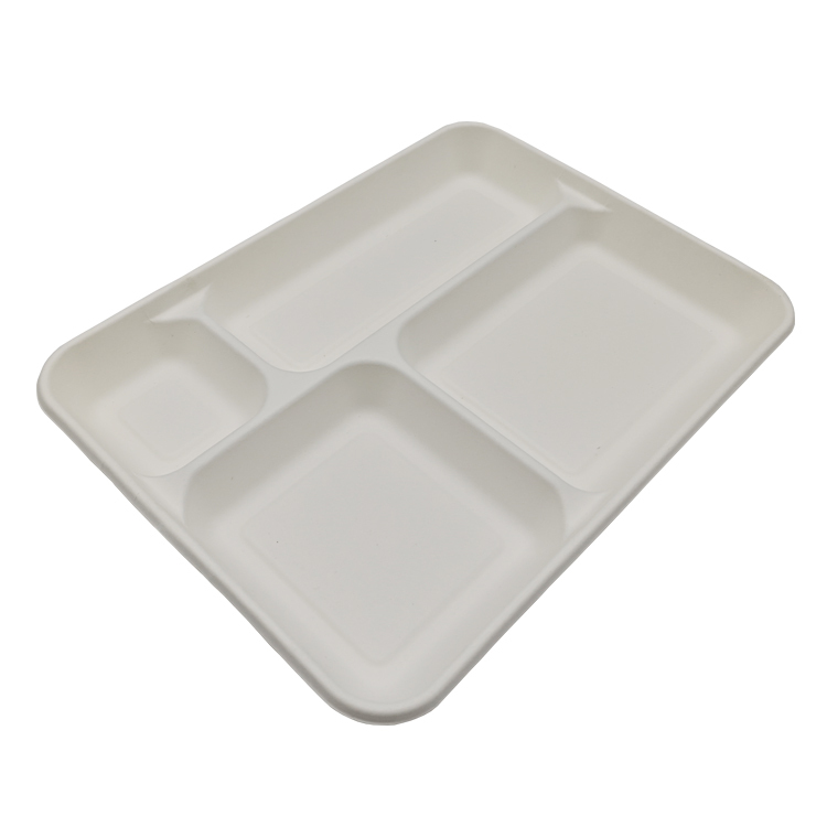 Compostable Disposable 4 Compartment Sugarcane Bagasse