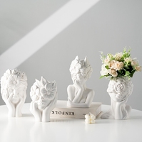 Vase en céramique de Style nordique créatif fleur insérer porte-stylo maison décoratif doux objets fille fleur tête poterie et émail
