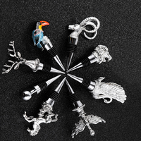 Bouchons de bouteille de vin personnalisés en métal 3D animaux, créatifs et réutilisables, en silicone, pour bière et spiritueux, exquis