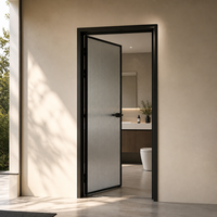 Porte de douche à simple battant en alliage d'aluminium au design moderne, double vitrage trempé, porte d'entrée de salle de bain