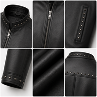 Veste en cuir noir pour homme de haute qualité, coupe ajustée, veste de motard, veste décontractée tendance