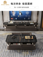 Table à thé en cuir italien de luxe, meuble TV en marbre, combinaison de salon post-moderne de Hong Kong