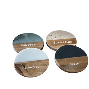 Juego de Posavasos de Madera Hechos a Mano de Primera Calidad, Diseño Tallado, Posavasos Únicos para Bebidas, Decoración Elegante para el Hogar, Ecológicos, 100 mm de Diámetro, para Regalo - Product Image 1