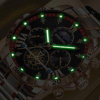 Reloj de Pulsera Binbond B3103 con Movimiento de Cuarzo, Manecillas Luminosas, Correa de Acero Inoxidable, Moderno, Resistente al Agua, para Hombre