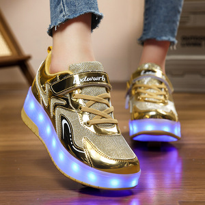 Chaussures à roulettes en mesh pour enfants avec roues lumineuses, chaussures de skate lumineuses pour enfants - Product Image 3