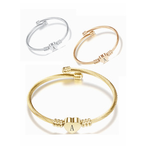 18K oro placcato amore cuore <span class=keywords><strong>argento</strong></span> lettera A-Z braccialetti iniziali per le donne ragazze in acciaio inox <span class=keywords><strong>nome</strong></span> personalizzato <span class=keywords><strong>bracciale</strong></span> - Product Image 2