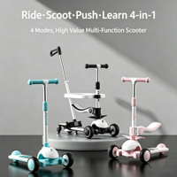 Trottinette pliable à trois roues pour enfants de 1 à 10 ans, éclairage PU, poignée amovible en aluminium, direction à 360°, charge maximale 50 kg, hauteur réglable