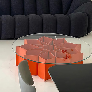 Mesa de centro de sala de estar de Hotel de lujo de estilo de diseñador moderno con tapa de cristal BSSE, muebles con acento de Metal Simple, característica decorativa - Product Image 6