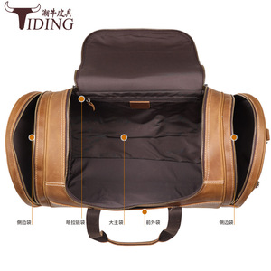 Tiding Men's Genuine Leather Travel <b>Bag</b> <b>20L</b> Brown Casual Gym Duffel <b>Bag</b> - Product Image 5