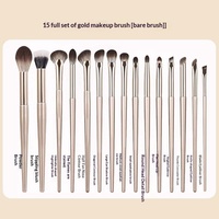 Ensemble de 15 pinceaux de maquillage en fibres synthétiques dorées avec manche en plastique, pinceaux pour fard à paupières et blush, ensemble complet portable, origine Henan