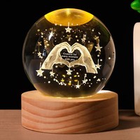 Boule de cristal transparente polie à la main avec gravure intérieure 3D, taille 6 cm, thème spatial pour la décoration de la maison et la présentation sur table