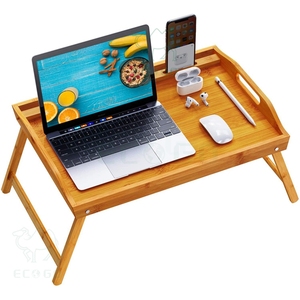 Bandeja de cama de bambú ecológica, bandeja plegable de soporte personalizado, bandeja multifuncional para ordenador portátil - Product Image 1