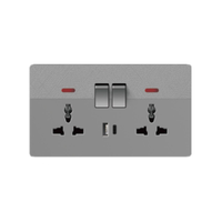 Interruptor de Panel Táctil Impermeable de Estilo Retro con Certificación CE, 220V, 1/2/3 Vías, Negro/Dorado/Blanco/Gris, con 2 Puertos USB-A y 2 Puertos USB-C