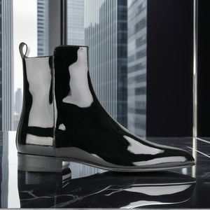 <span class=keywords><strong>Stivaletti</strong></span> <span class=keywords><strong>Chelsea</strong></span> da Uomo in Pelle, Scarpe Casual Formali in Pelle Verniciata - Product Image 5
