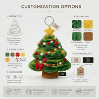 Peluche personnalisée pour sapin de Noël, jouet en peluche doux, poupée de Noël, grande guirlande à nœud rouge, décoration de fête de Noël, faible MOQ, OEM, ODM