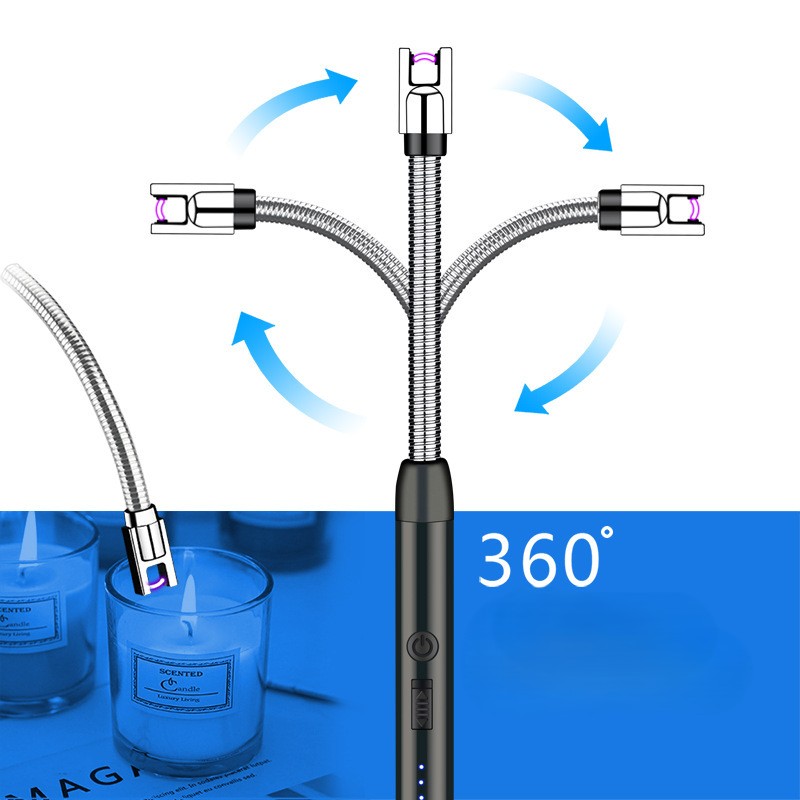 USB перезаряжаемая Электронная зажигалка Type-C, ветрозащитная металлическая дуга с 360 градусами зажигания для освещения сигарет или свечей