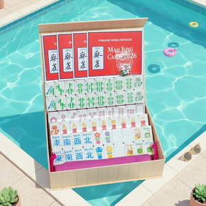 160Pcs <b>Waterproof</b> Floating Mahjong Tiles Set Pink Purple Portable Board Game for Swimming Pool with <b>Storage</b> <b>Box</b> - Product Image 4