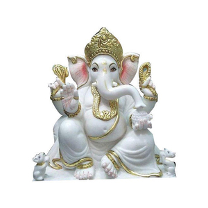 Statue de dieu Ganesha en marbre blanc, artisanal, nouveauté - Product Image 1