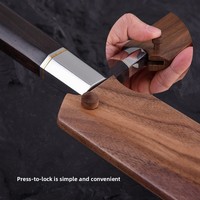 Funda Magnética de Madera de Nogal Negro para Cuchillos Saya, Protector de Hoja Estilo Tronco para Cuchillos de Sashimi/Sushi de 9-12 Pulgadas - Regalo para Almacenamiento en Cocina