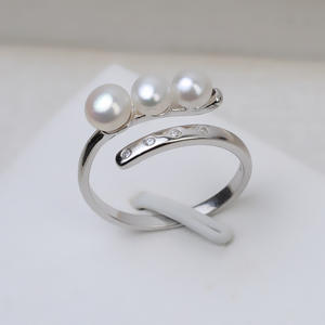 Accessoires DIY faits à la main, bague ouverte en argent S925, ensemble vide à 3 perles pour femme, tailles 4-5-6, modèle Wenchi 17035 Chine - Product Image 1